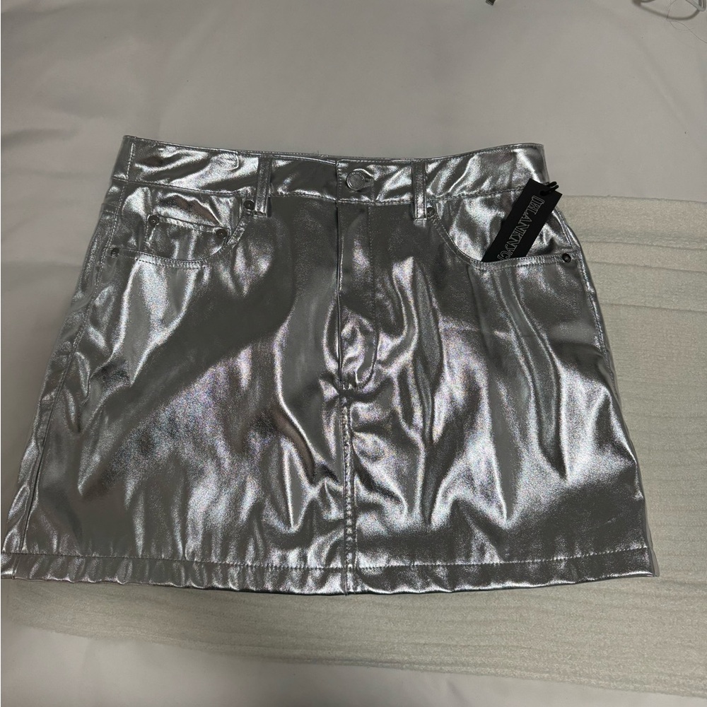Silver metallic mini skirt #y2k #miniskirt